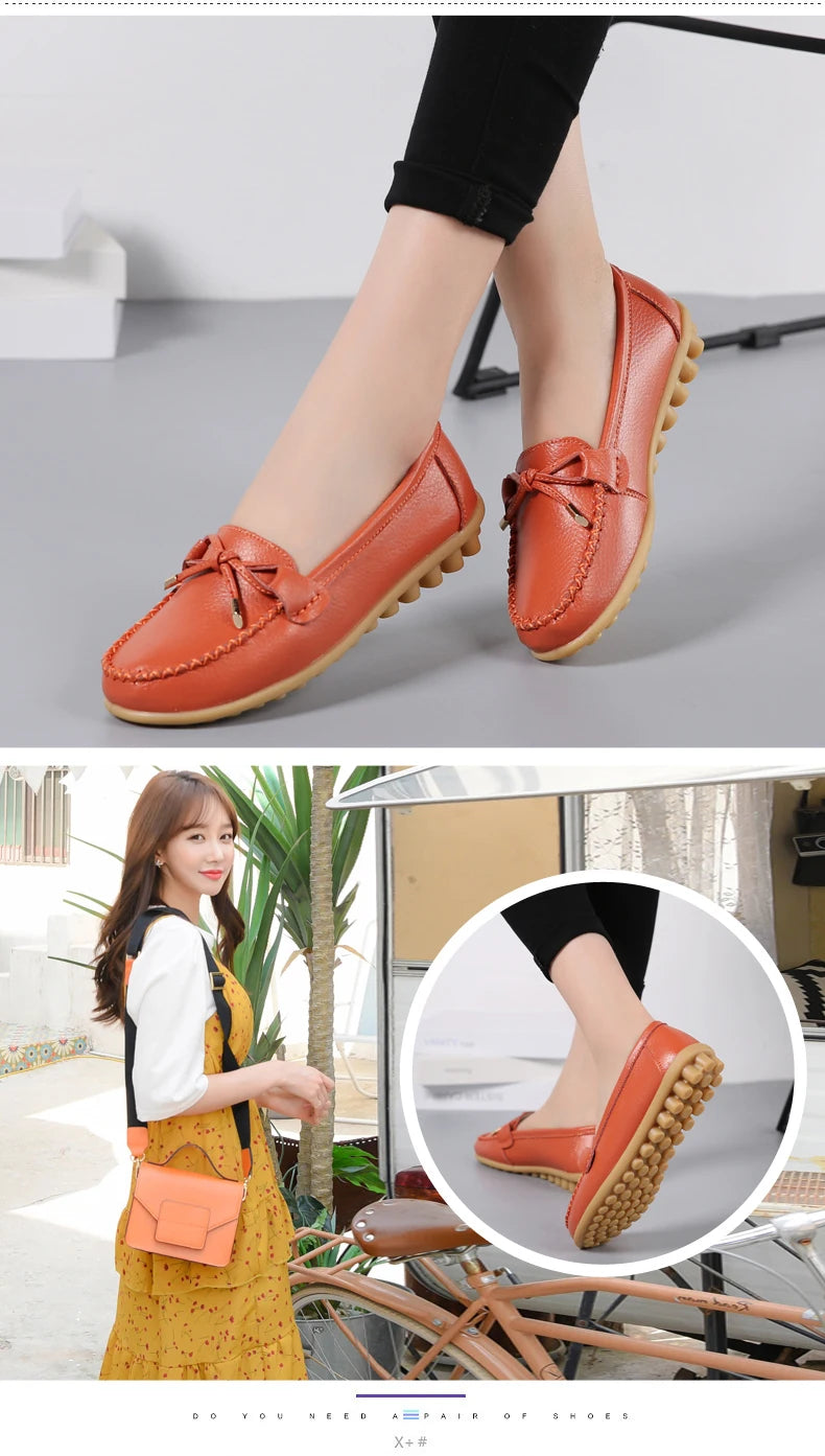 2025 New Woman Flats Shoes Ballet Flat Sneakers Genuine Leather Spring Soft Moccasins Ladies Boat Ballerina Espadrilles Creepers