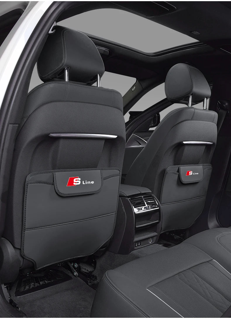 Leather Car Seat Protector Kids Anti-kick Pad Storage Bag For Audi Sline A3 A4 A5 A6 A7 A1 A2 A8 Q1 Q2 Q3 Q4 Q5 Q6 Q7 Q8 TT RS3