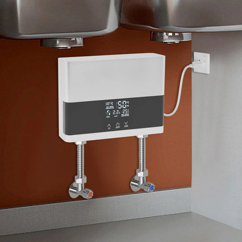 Mini chauffe-eau électrique 110V 4000W, chauffe-eau instantané en ABS argent/or avec télécommande pour cuisines