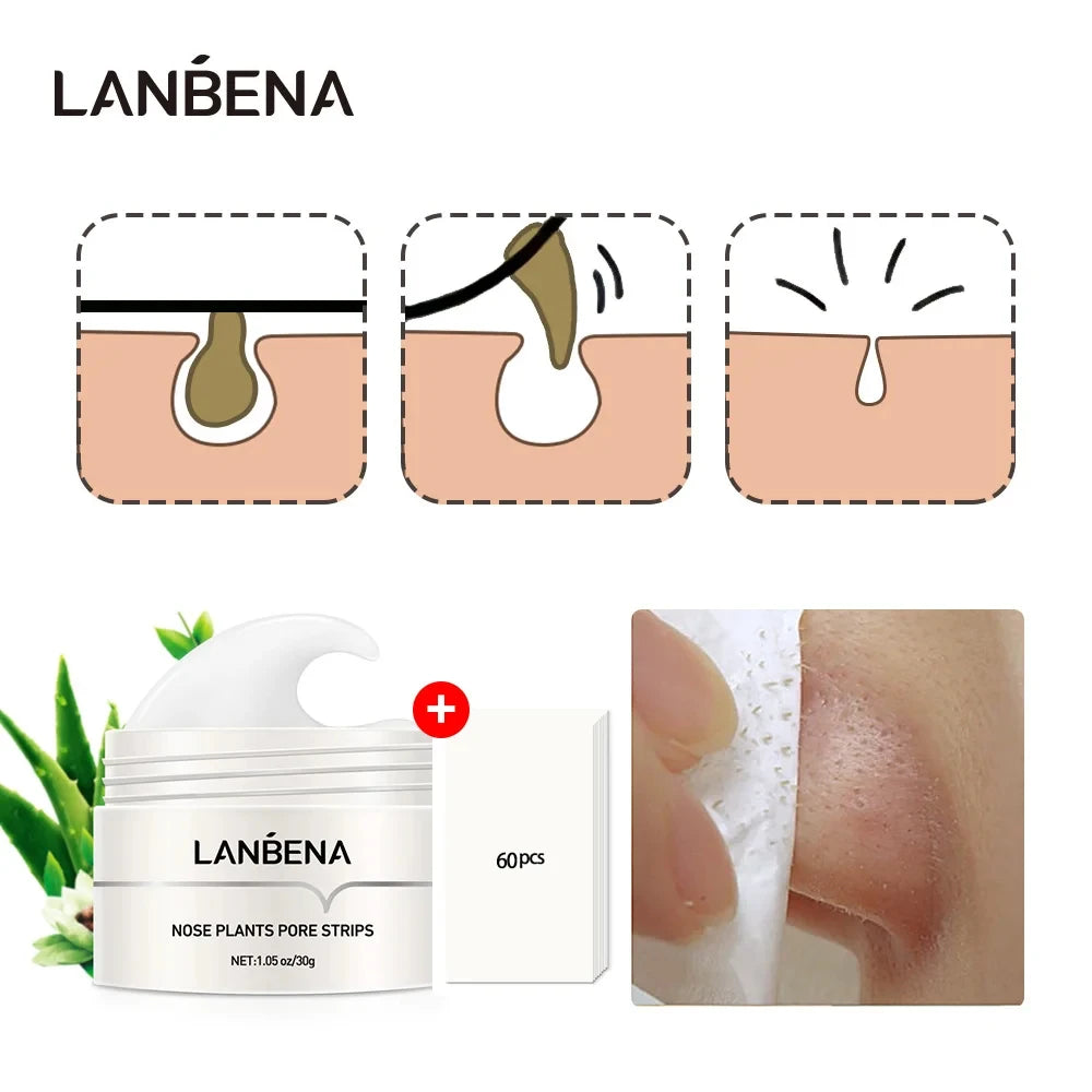 LANBENA Face Mask Blackhead Remover Skin Care Nose Mask Pore Strip Deep Cleaning Peeling Acne Treatment Facial Mask