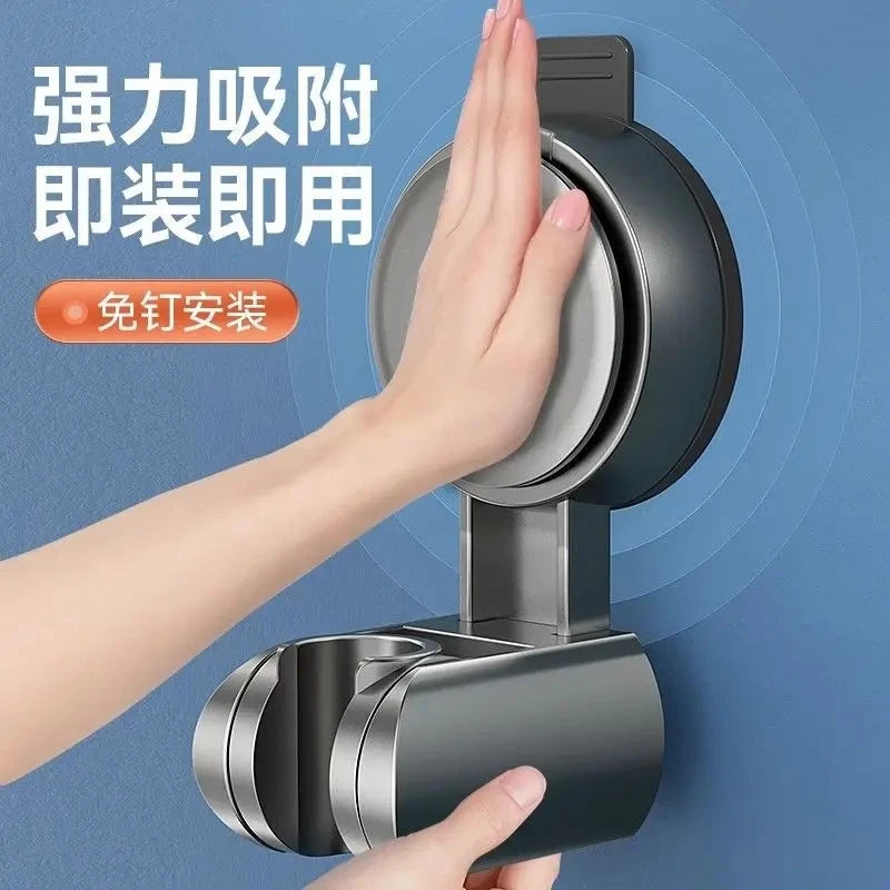 Unique Horizontal Setting Suction Cup Handheld Shower Head Holder Large Shower Supports Relocatable Wall mounted Shower Holder
