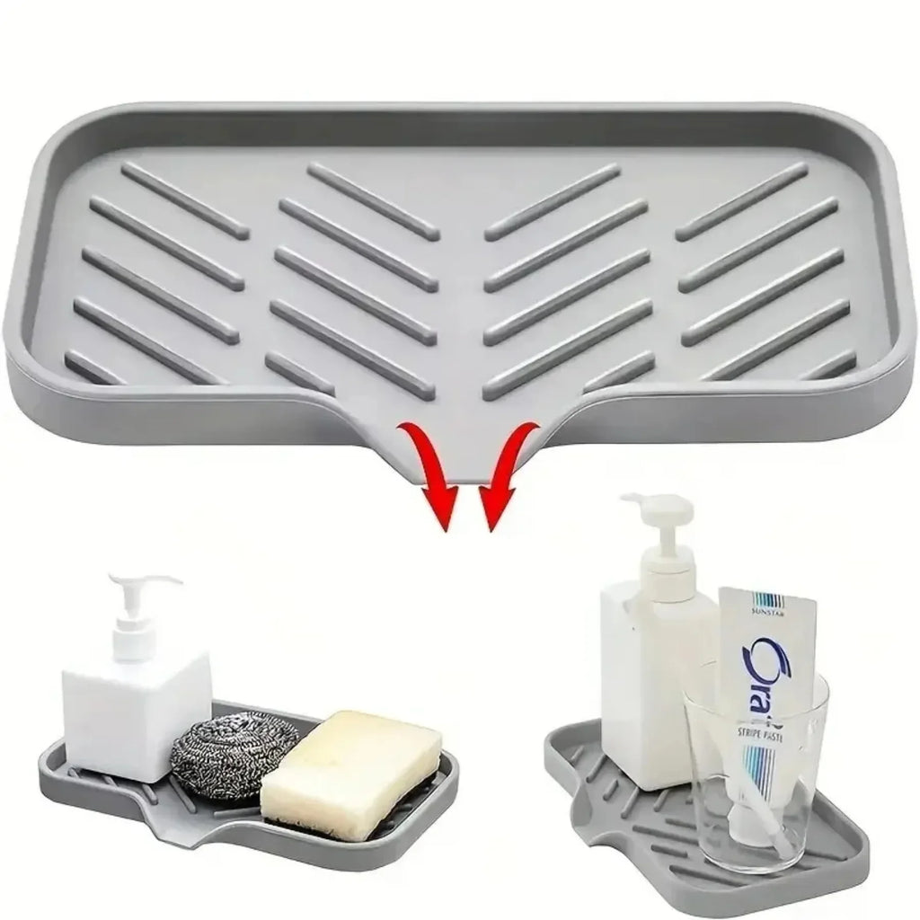 1-Pack Silicone Drain Soap Box Kitchen Bathroom Anti-slip Sink Tray Creative Washing Table Soap Tray Free Punch Drain Rack