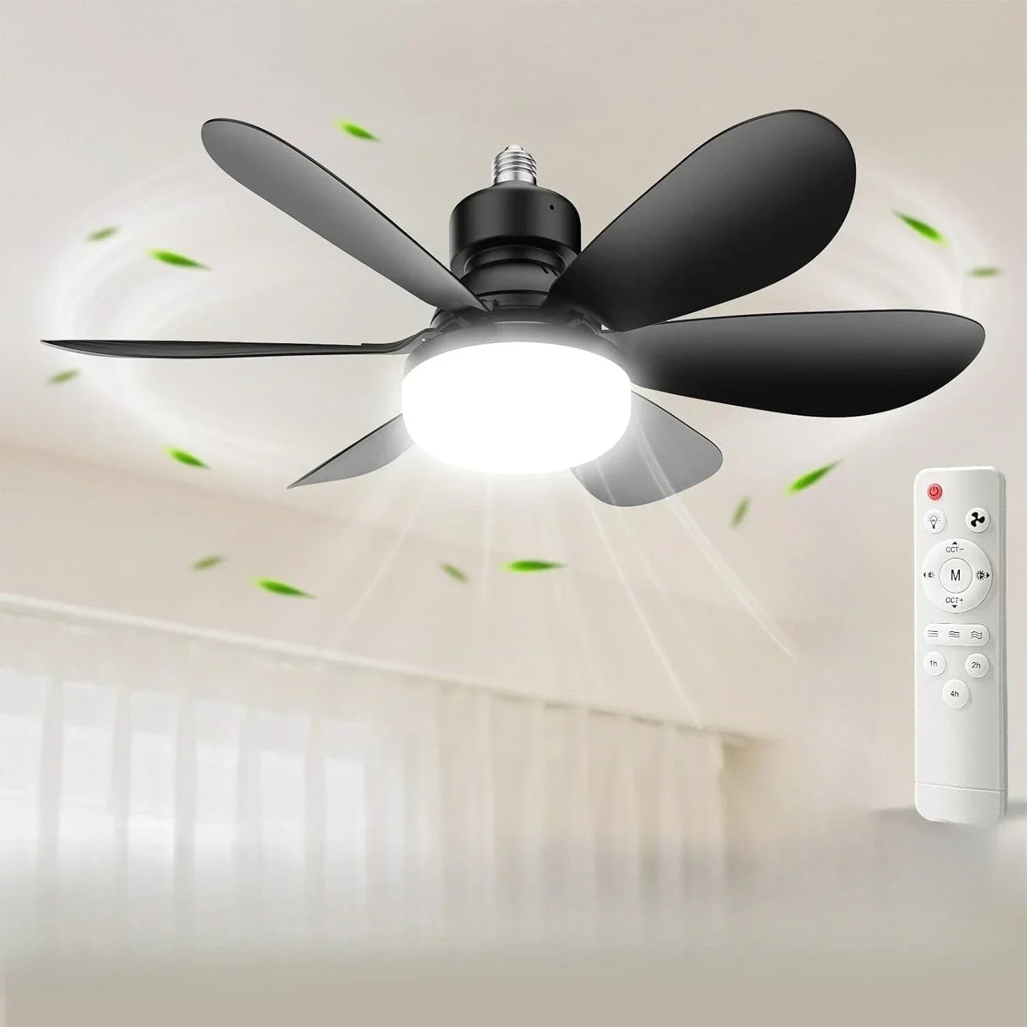 Ventilateur de Plafond LED avec Télécommande, Petit Ventilateur de Plafond avec Lumière, Ventilateur sans Fil pour Cuisine Chambre Petite Pièce