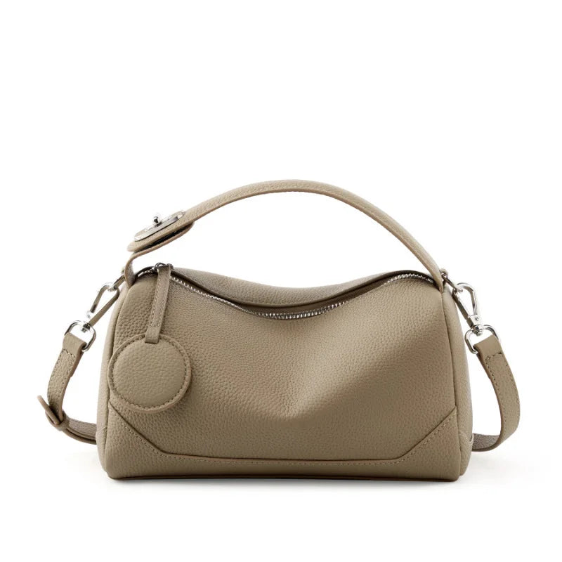new fashion genuine leather woman bag handle cowhide shoulder bag luxury designer minimalism bag cattle leather