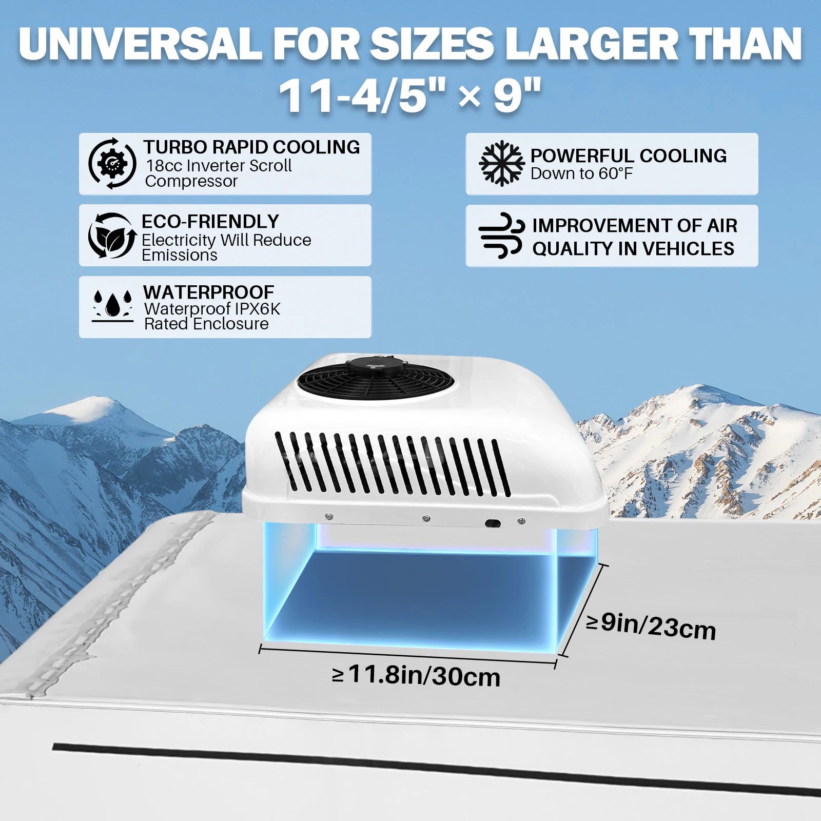 Aspligo 12V Fast Heat & Cool RV Automotive Electric Parking Air Conditioner For Camper Van Truck Motorhome Caravan Tractor New
