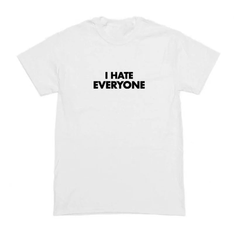 I Hate Everyone Letters Retro Harajuku Vintage Oversized T Shirt Street Summer Short Sleeve Casual Female T-shirts Y2k Clothes