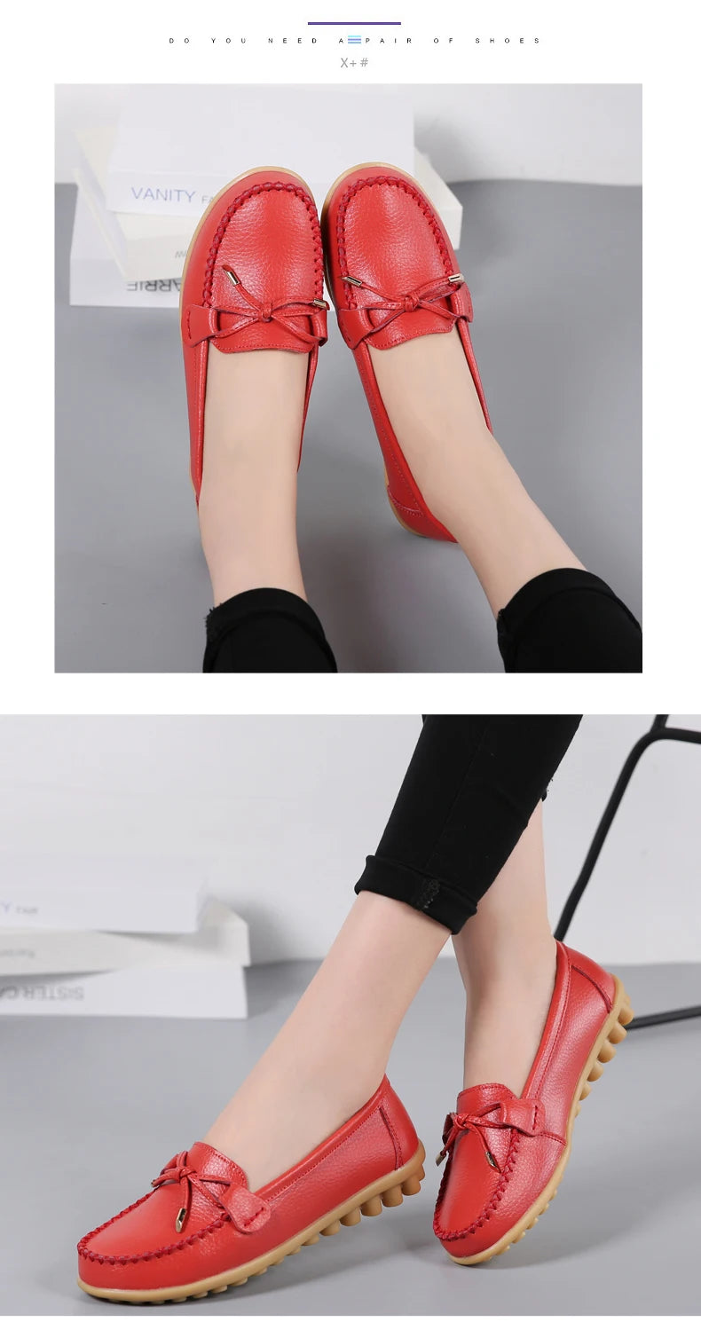 2025 New Woman Flats Shoes Ballet Flat Sneakers Genuine Leather Spring Soft Moccasins Ladies Boat Ballerina Espadrilles Creepers