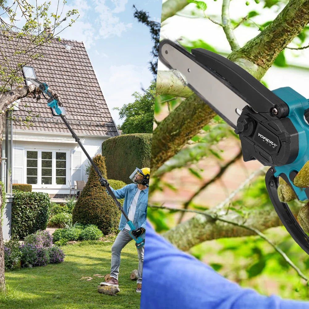 YOFIDRA Brushless Electric Chainsaw Telescoping Pole 3IN1 High Branch Saw Woodworking Pruning Power Tool For Makita Battery Pin