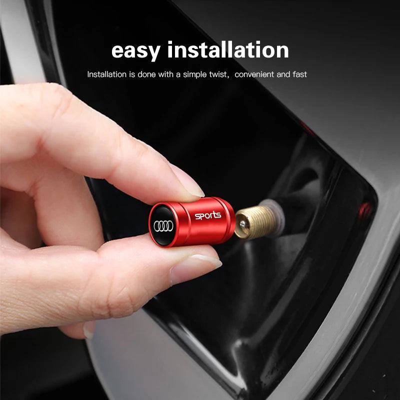 4Pcs Car Wheel Tire Valve Caps Covers Auto Accessories For Audi Quattro S3 A1 A2 A3 A4 A5 A6 A7 A8 Q1 Q2 Q3 Q4 Q5 Q6 Q7 Q8 TT C6
