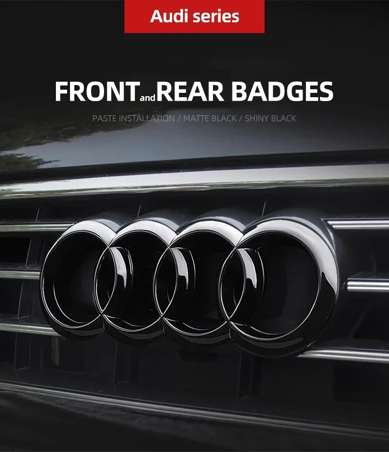 ABS Four Ring Car Logo Cover Front Grille Badge Rear Trunk Emblem Decal For Audi A3 A4 A5 A6 A7 A8 Q3 Q5 Q7 Q8 Car Accessories