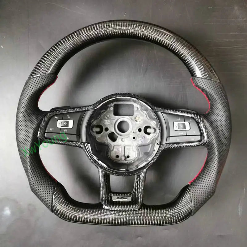 100% Real Carbon Fiber Steering Wheel For VW Volkswagen Golf 7 Rline GTI GTS GTD GTE Polo GTI Scirocco T-ROC Tiguan