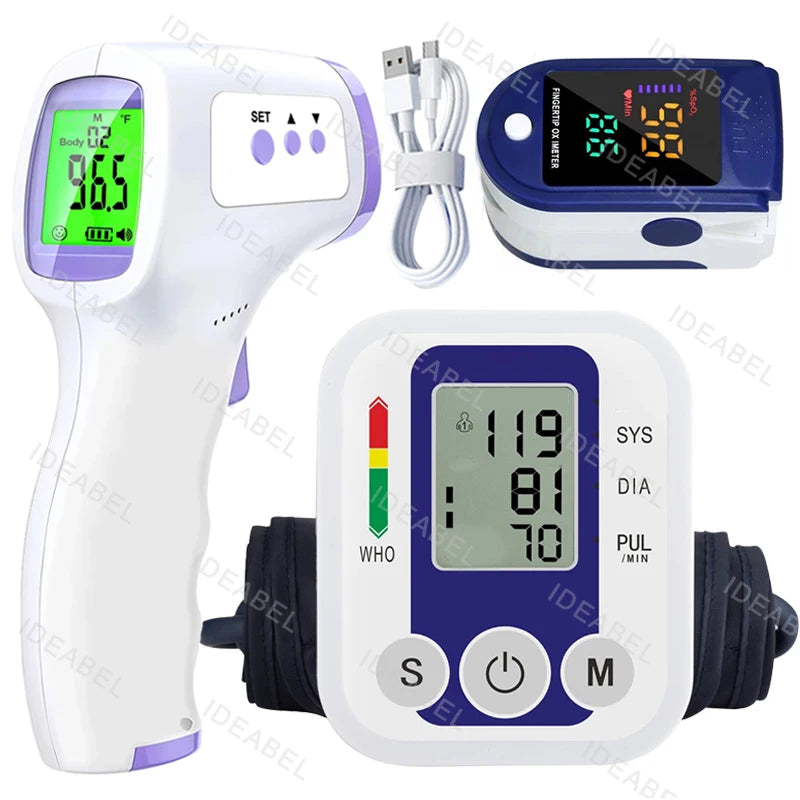 Digital Arm Blood Pressure Meter Cuff Medical Automatic Pressure Tonometer Tensiometer Heart Rate Pulse Meter BP Monitor Healthy