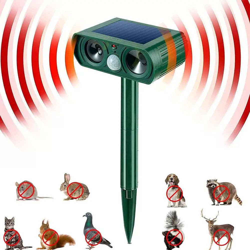 Outdoor LED Light Alarm Ultrasonic Cat Dog Repellant Solar Power Rechargeable Garden Repellers For Garden