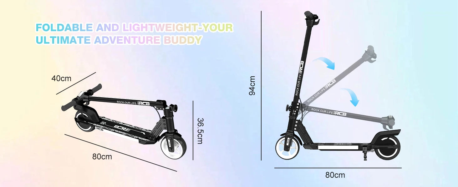 RCB R12 6-12 year old child electric scooting Lights RGB Non-zero start Double brake LCD screen 3-speed foldable