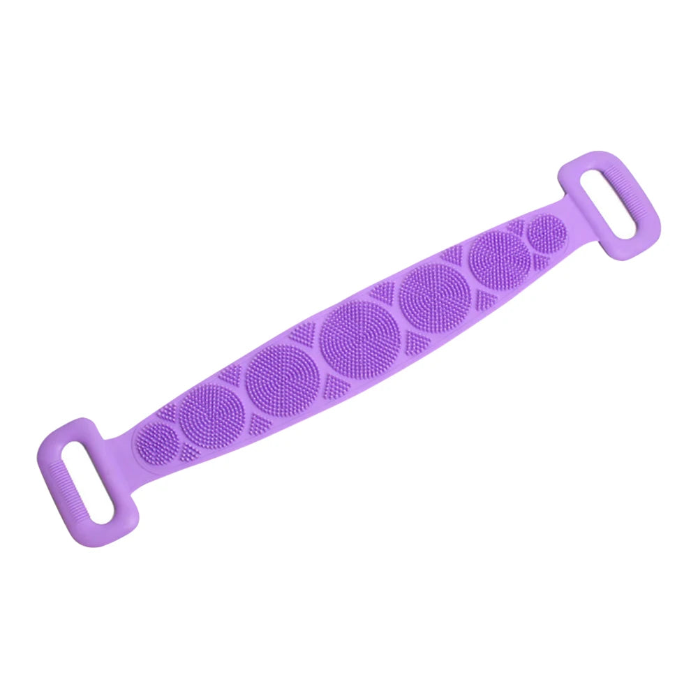 1pc Silicone Body Scrubber Shower Brush Bath Exfoliating Brush Belt Back Scrub Body Cleaner Cleaning Strap Bathroom Accessories