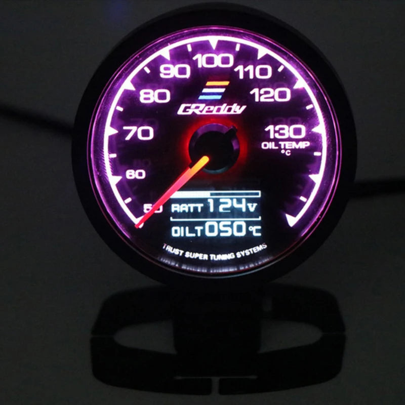 GReddi Boost Gauge Water Temp 7 Colors LCD Display Turbo Oil Pressure RPM Tachometer Racing Meter 62mm 2.5 Inch With Sensor