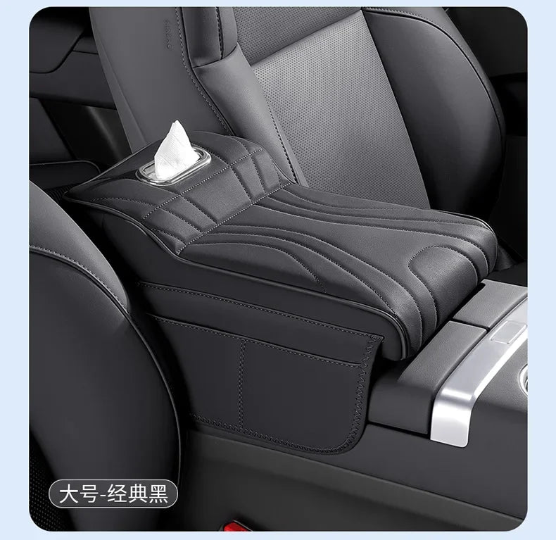 For jaecoo j7 JETOUR T2 Haval H9 2rd 2024 2025 Car Armrest Box Height Increase Pad with Storage Bag Car Leather Protective Cover