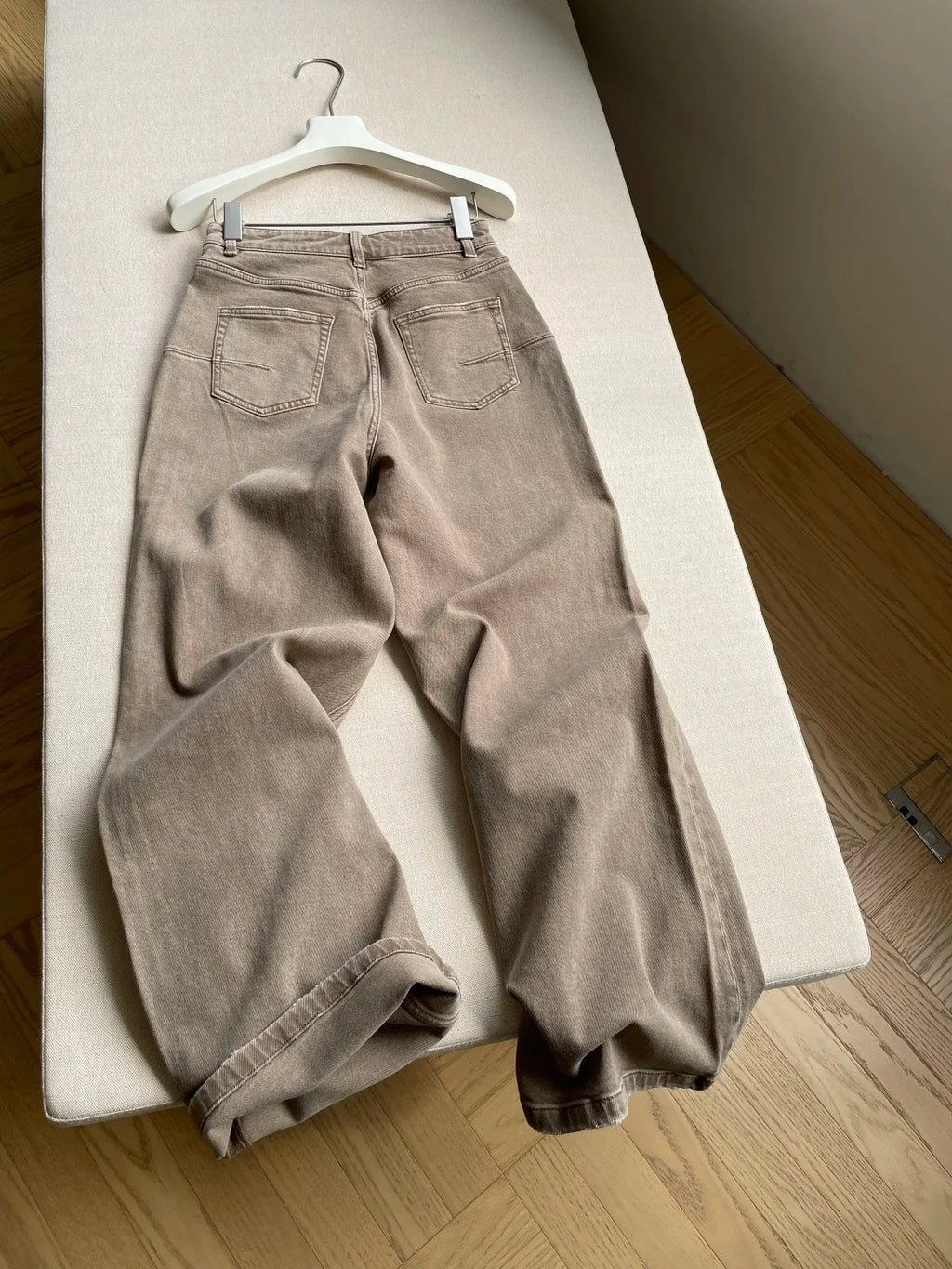 Nouveau jean marron clair style rétro, pantalon classique taille haute coupe large, pantalon long style urbain, vêtement féminin à la mode