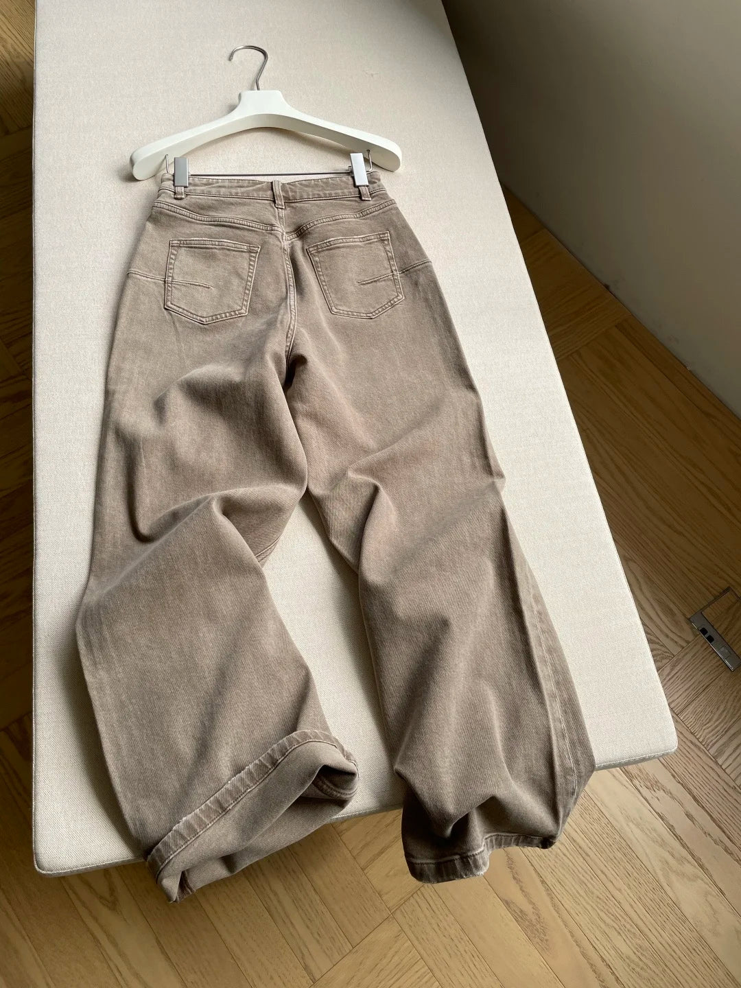 Nouveau jean marron clair style rétro, pantalon classique taille haute coupe large, pantalon long style urbain, vêtement féminin à la mode
