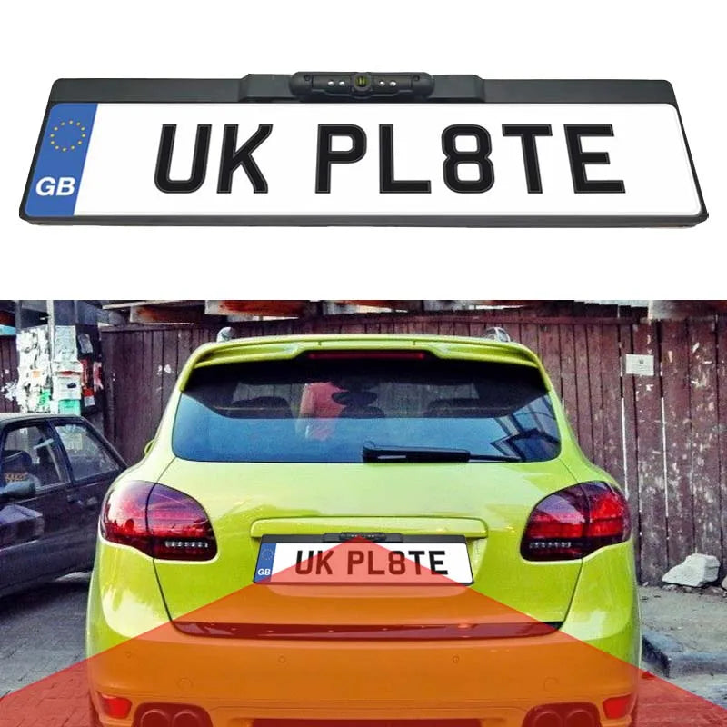 HD Car Rear View Camera EU License Plate Frame Reverse Camera Wide Angle Waterproof Night Vision Fits for Parking Monitor GPS