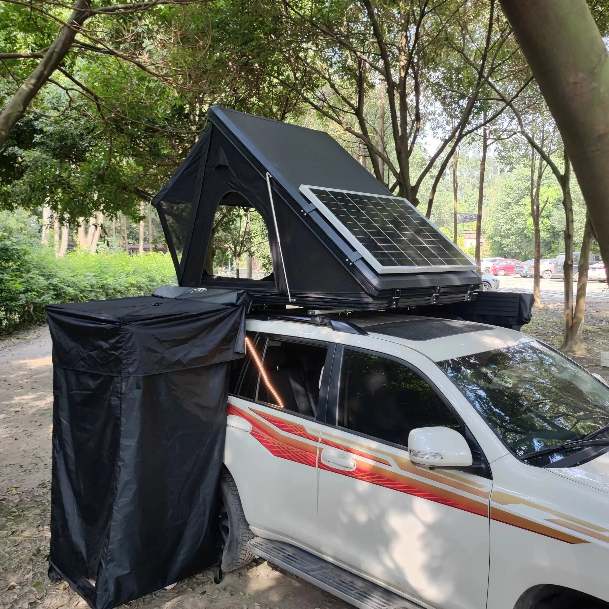 4x4x270cm Hard Shell Roof Top Tent, Waterproof Aluminum Rooftop Tent for Outdoor Camping
