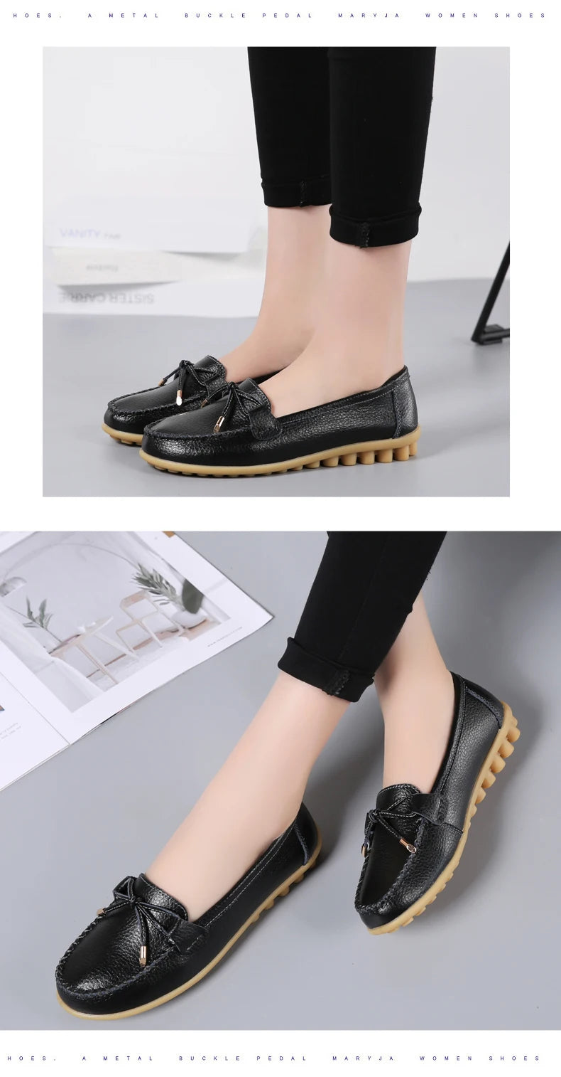2025 New Woman Flats Shoes Ballet Flat Sneakers Genuine Leather Spring Soft Moccasins Ladies Boat Ballerina Espadrilles Creepers