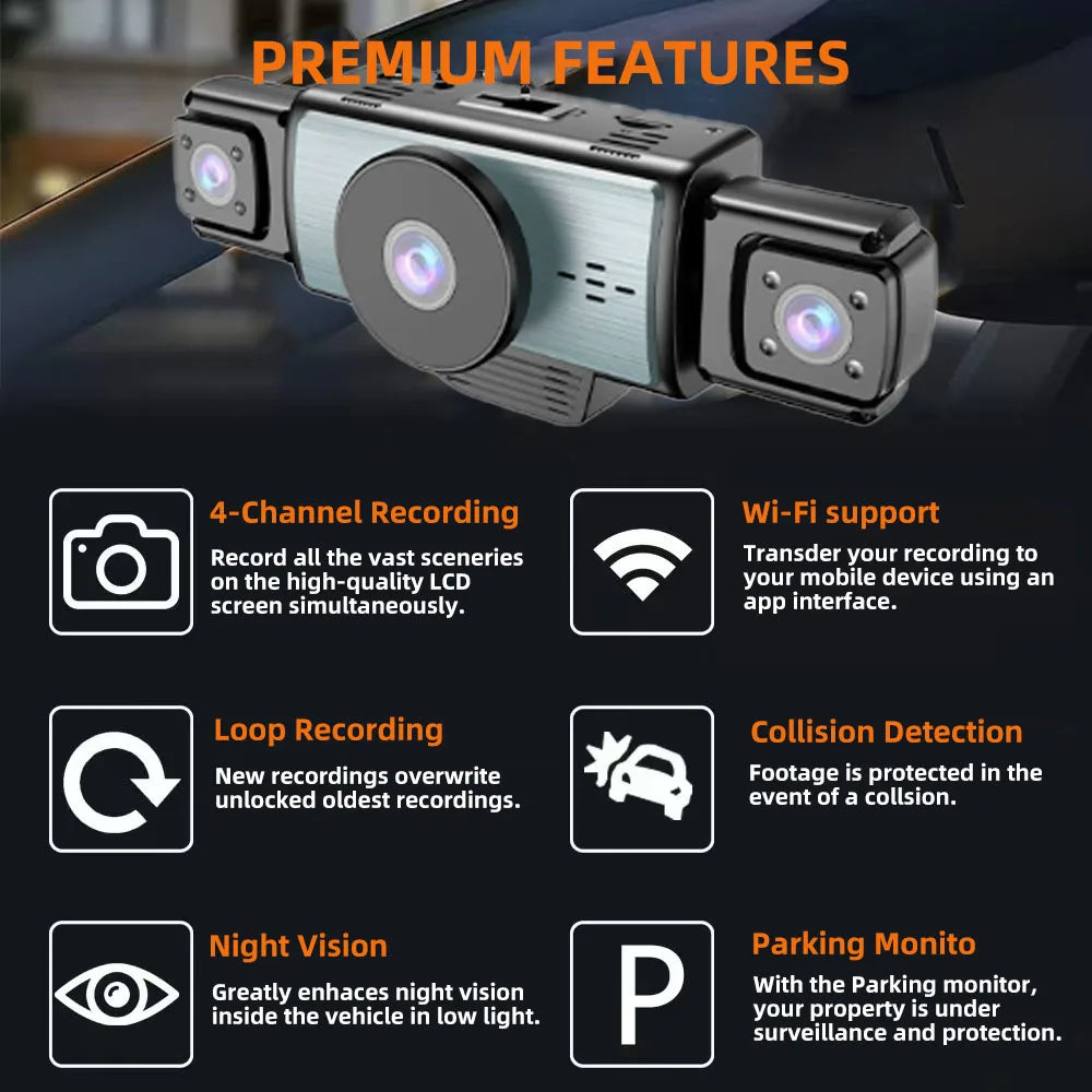 FHD 1080P 5 Channel Full HD Car DVR Wifi Dash Cam 5 Cameras Dashcam Video Recorder Night Vision Black Box 24H Parking Mode