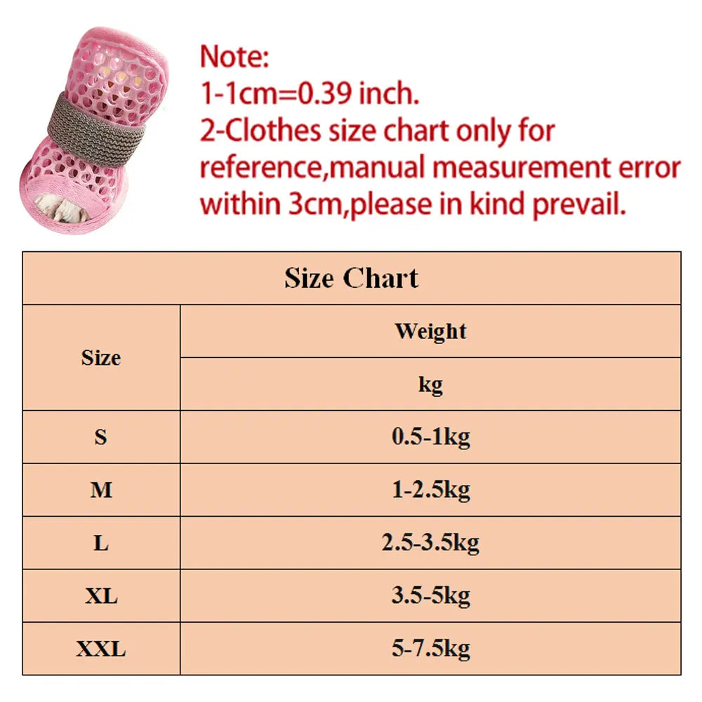 Summer Cooling Mesh Dog Shoes Lightweight Breathable Mesh Dog Boots With Reflective Straps Soft Sole For Paw Protection Footwear