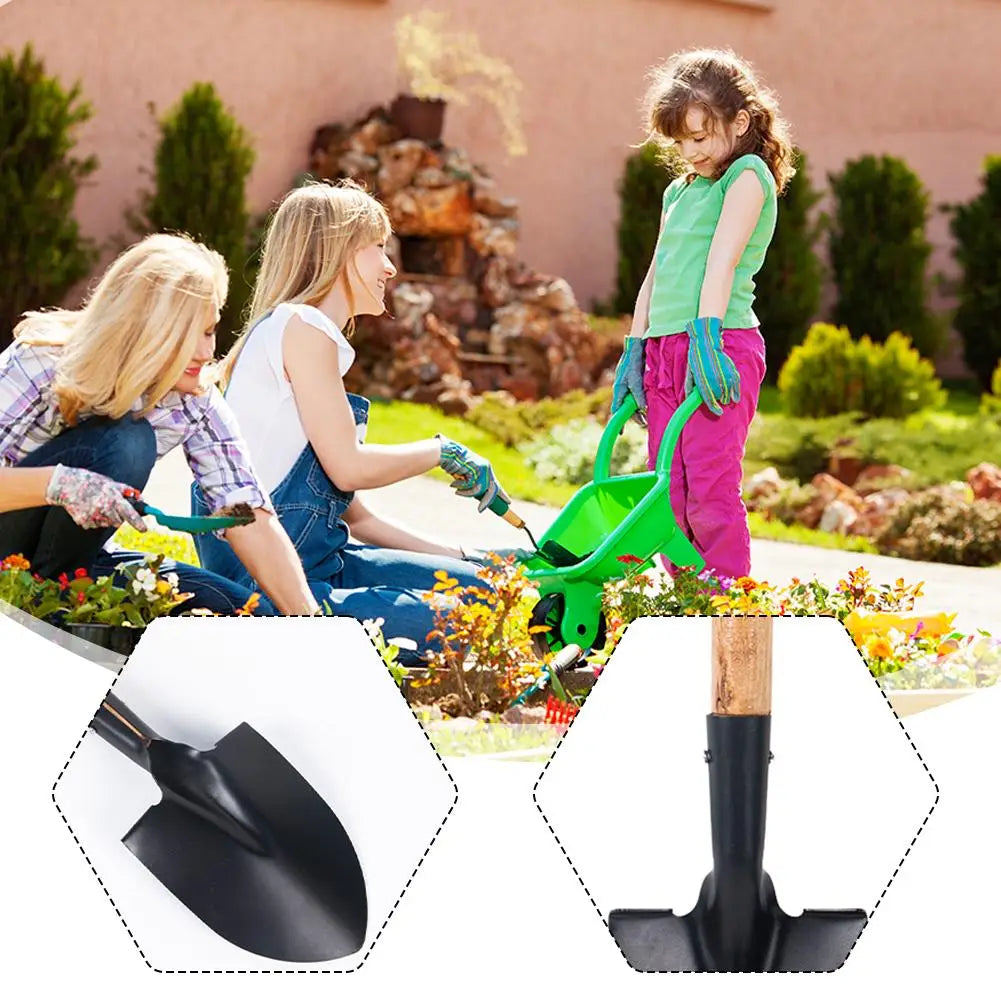36cm Garden Shovel WIth Wooden Handle Stainless Steel Mini Planting Digging Practical Tool Flower Vegetable Children Adult Toy