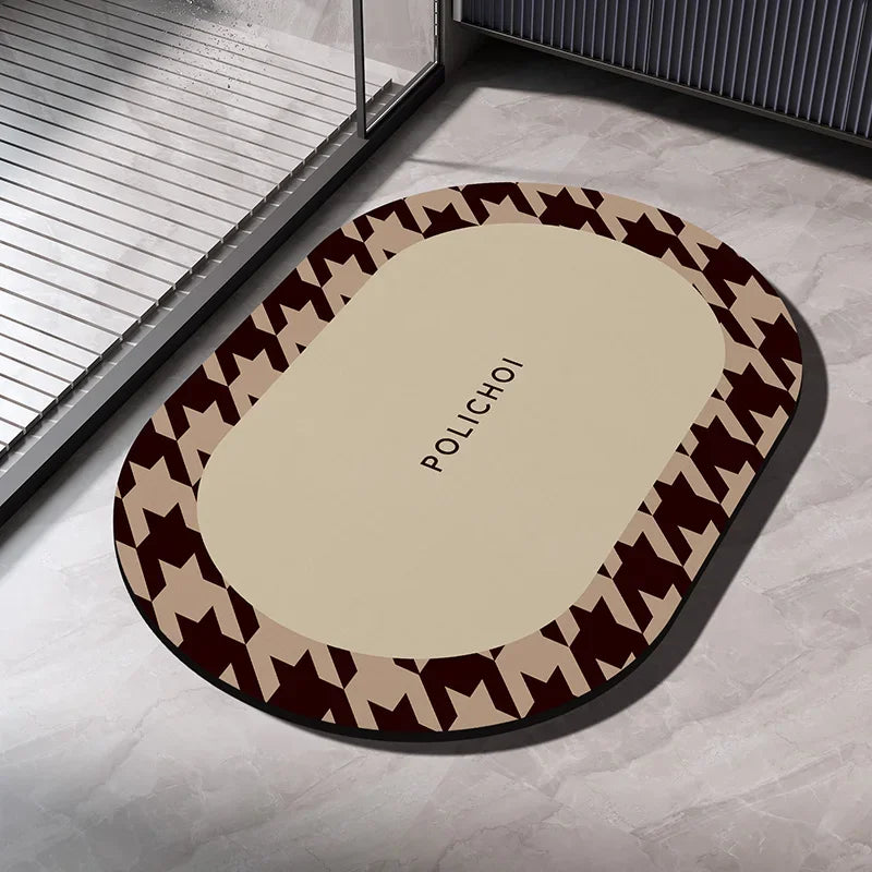 VIKAMA Premium Diatomaceous Earth Bathroom Mat Absorbent Quick-Dry Foot Mat Bathroom Shower Area Anti-Slip Rug Home Decor