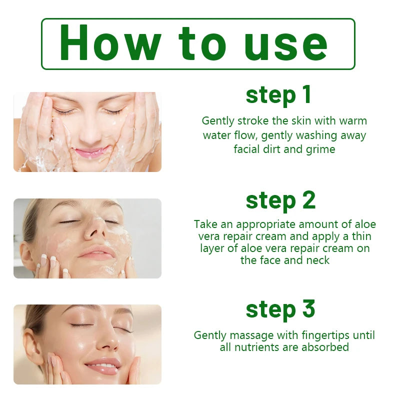 LGRAMER Aloe Vera Gel Face Cream Moisturizing Day Cream After Sun Repair Facial Essence Cream Beauty Facial Skin Care for Adults