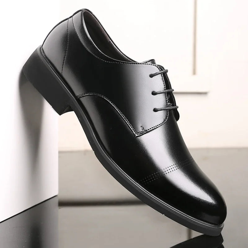 2025 Formal Height Increasing Shoes Man Taller Elevator 6CM Invisible Insole For Men Heighten Increased Oxfords Business Lift