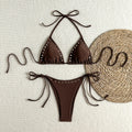 Sexy Black Rivet Holes Micro Bikini Thong Set Swimsuit Women 2026 String Halter Triangle Swimwear Bathing Suit Bikinis De Mujer