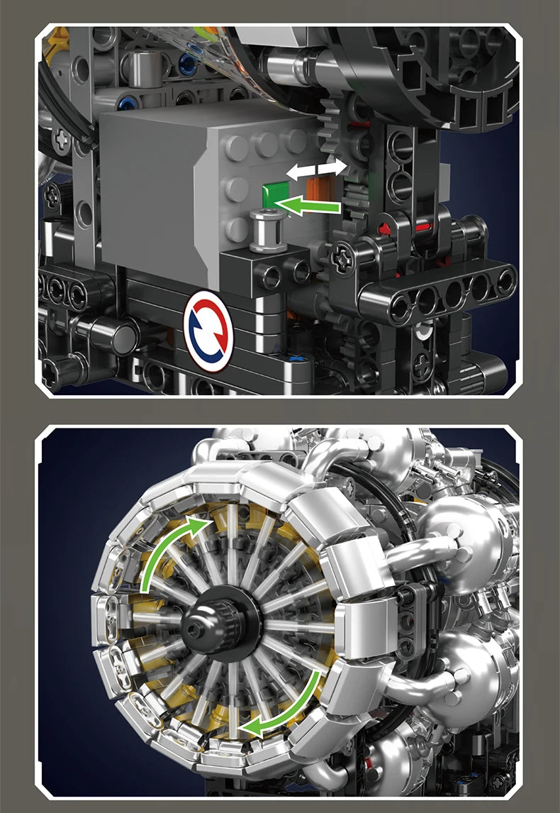 Mould King 10216 Technical Car Engine Toys The Motorized Turbojet Engine Building Block Assembly Engine Brick Kid Christmas Gift