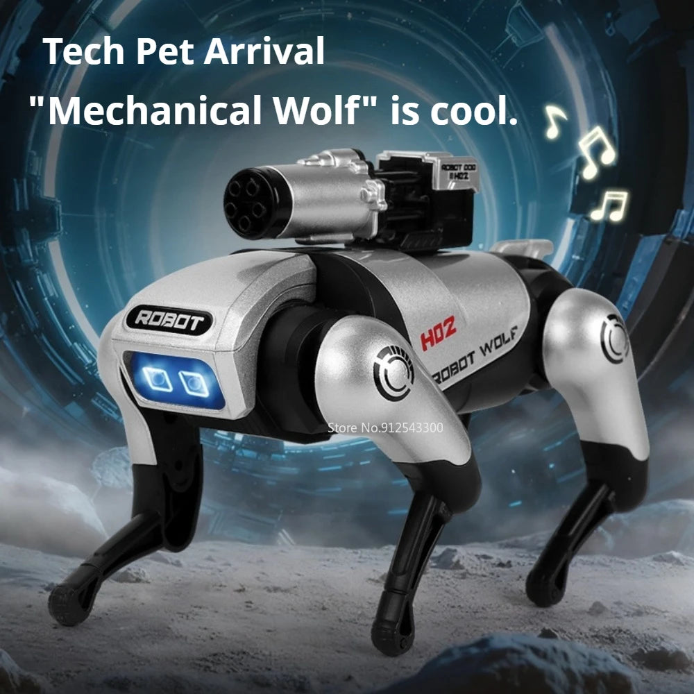 Alloy Mechanical Wolf Technology Machine Model Toy Intelligent Walking Sound Light Touch Sensing Robot Toys for Boys Presents