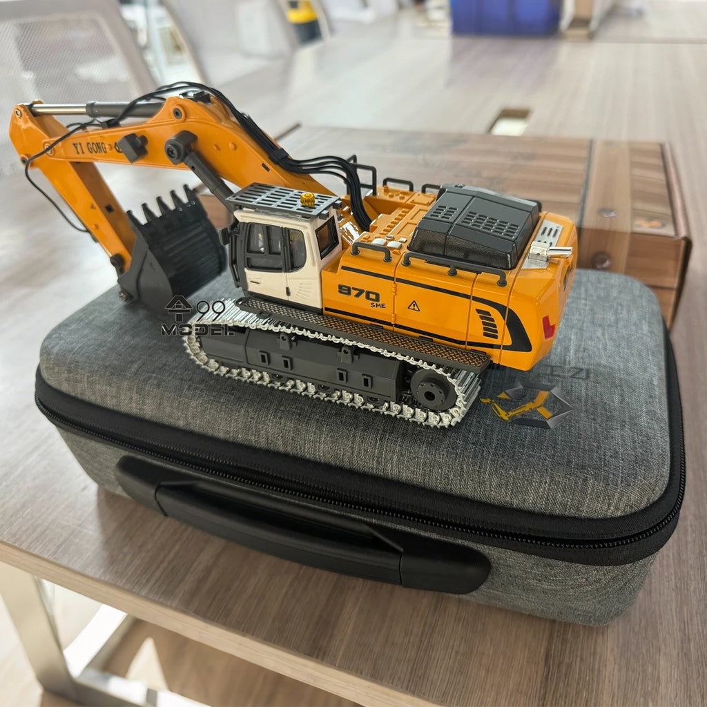 970 RC Mini Excavator 1/50 Scale Electric Excavator Simulation Model Desktop RC Excavator with Lighting System RC Car Toy Gift