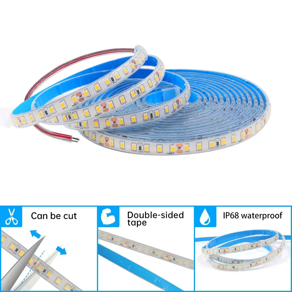 IP68 Waterproof LED Strip 12V 2835 120Leds/m Flexible Tape Outdoor Home Decor 0.5m-10m Ribbon Rope LED Lights 3000k 4000k 6000k