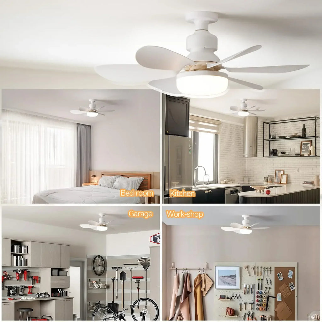 Ventilateur de Plafond LED avec Télécommande, Petit Ventilateur de Plafond avec Lumière, Ventilateur sans Fil pour Cuisine Chambre Petite Pièce