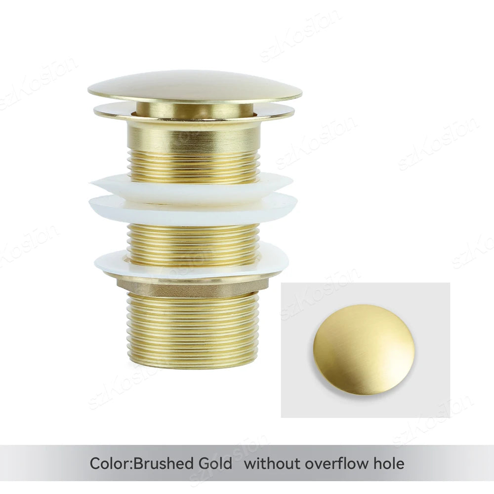 Bathroom Basin Sink Brass Pop Up Drain Waste Stoppers With or Without Overflow Hole Washbasin Bathroom Faucet Accessories