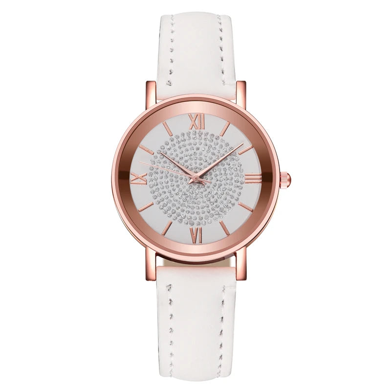 Fashion Arabic Dial Women's Watch Casual Leather Band Analog Quartz Watches