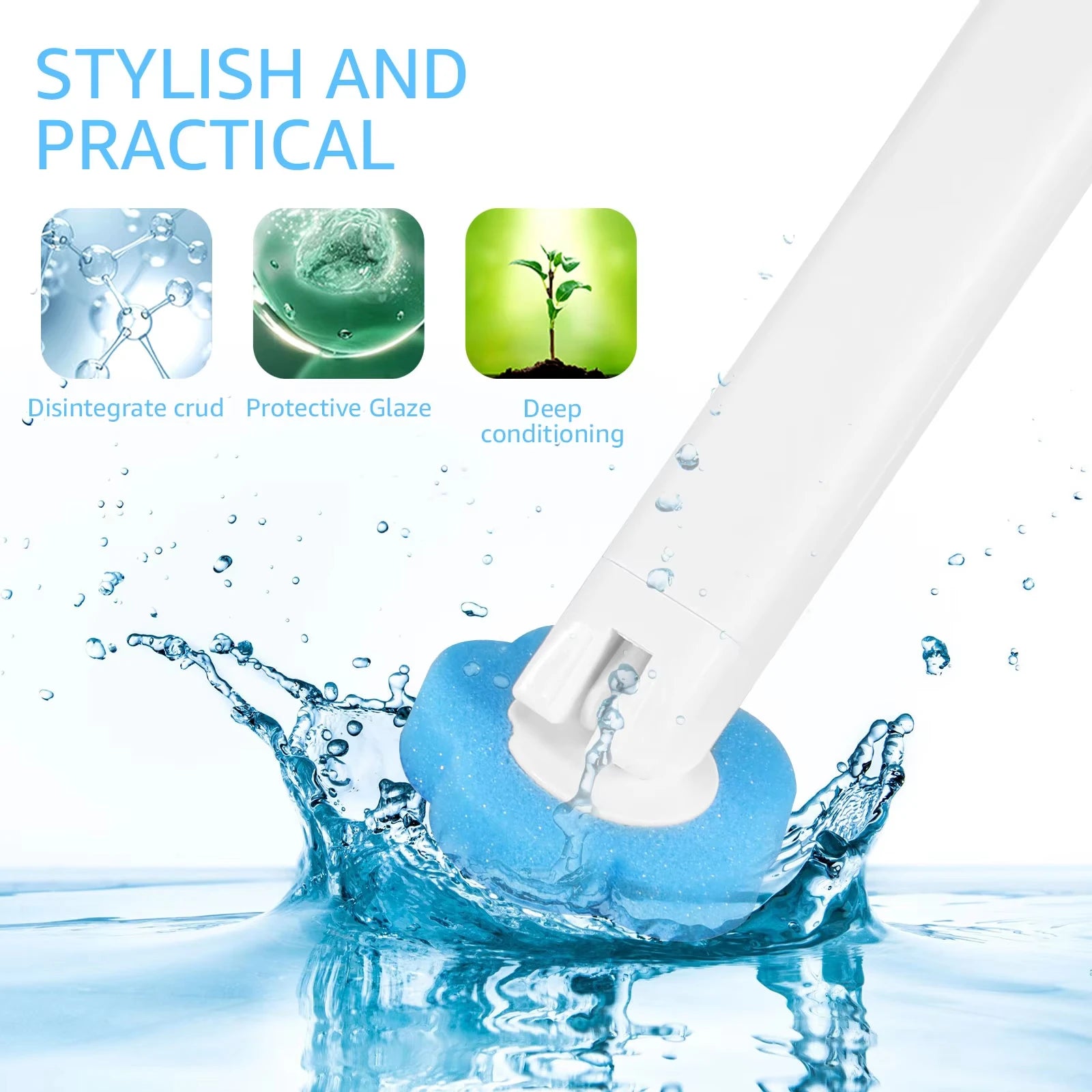 Kit de brosse WC amélioré avec têtes de rechange jetables, brosse de nettoyage hygiénique à long manche pour accessoires de toilettes domestiques