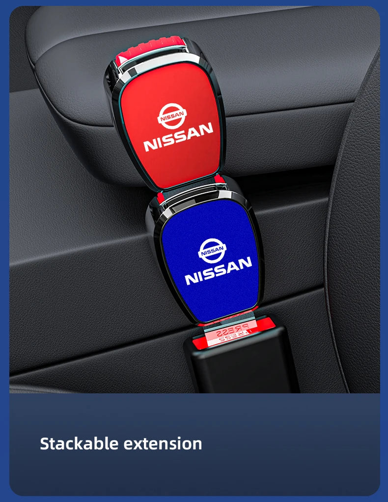 For Nissan Qashqai Versa Leaf Sentra Pulsar Xterra X-trail Nismo Car Seat Belt Clip Extender Metal Badge Lock Buckle