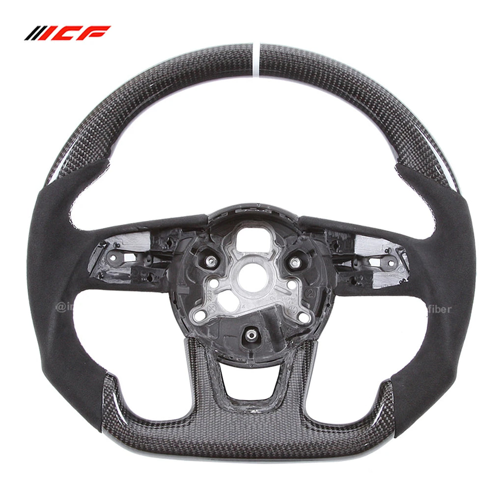 ICF Carbon Fiber Steering Wheel For Audi A3 A4 B9 RS3 S3 RS4 S4 A5 S5 Customized Suede Leather