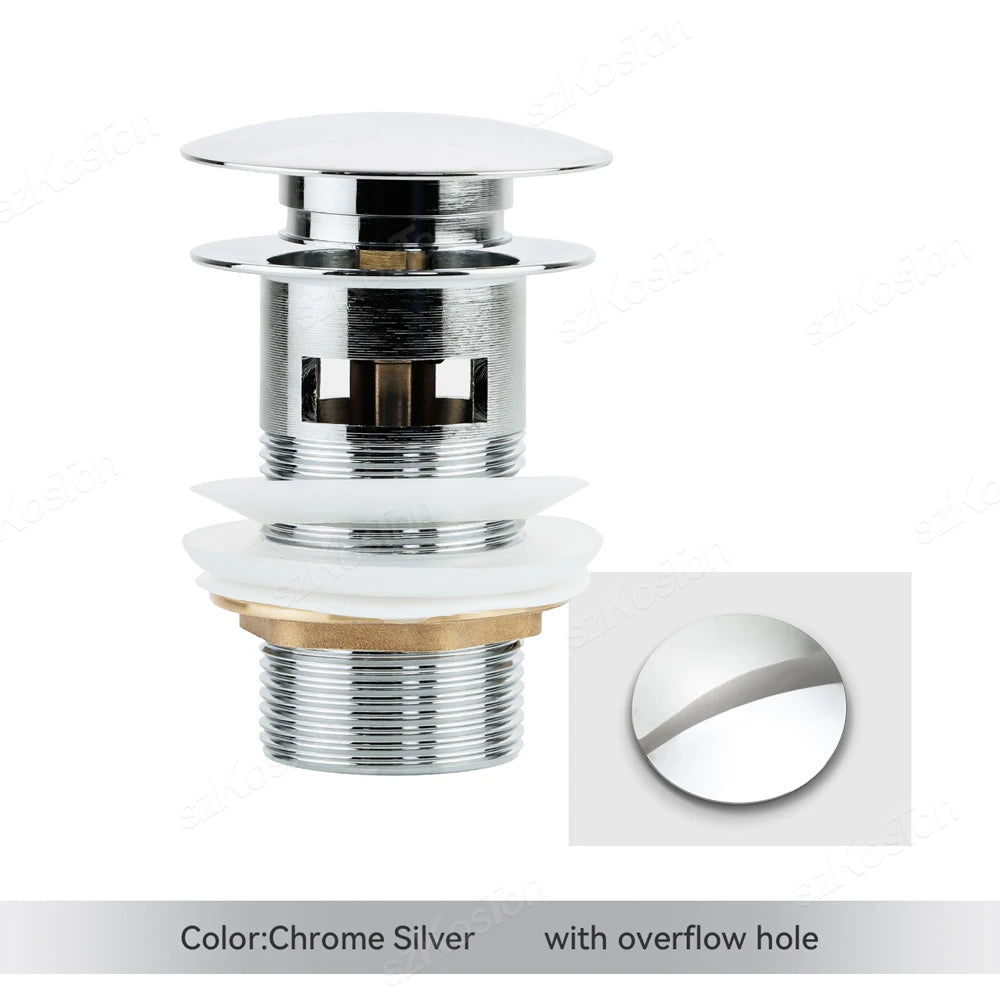 Bathroom Basin Sink Brass Pop Up Drain Waste Stoppers With or Without Overflow Hole Washbasin Bathroom Faucet Accessories