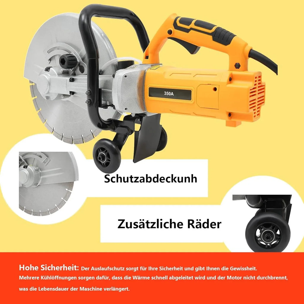 Electric Stone Saw, Concrete Cutting Cutter with 350 mm Saw Blade, 3000 W, Stone Cutter,Dust-free Cutting Separator w/Water Pump