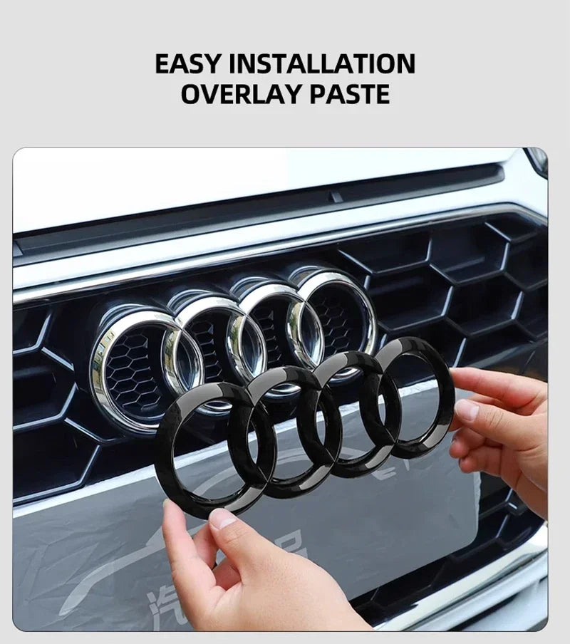ABS Four Ring Car Logo Cover Front Grille Badge Rear Trunk Emblem Decal For Audi A3 A4 A5 A6 A7 A8 Q3 Q5 Q7 Q8 Car Accessories