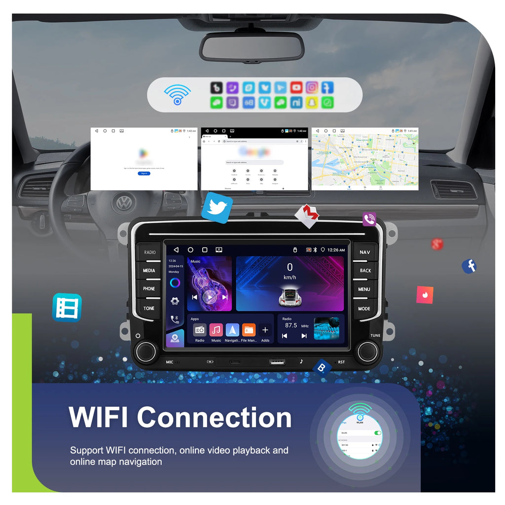 Podofo 7 "9" CarPlay Android Car Radio For Volkswagen VW Golf Passat JETTA Skoda SEAT Car Intelligent System 2din GPS Car Radio