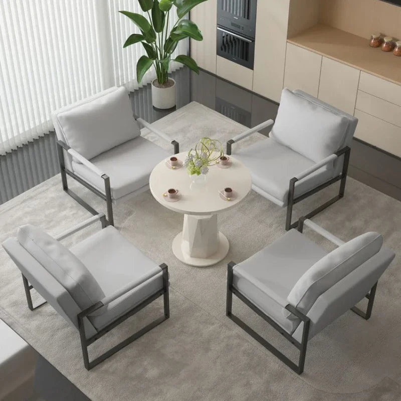 Canapé paresseux nordique de luxe léger, fauteuil simple en fer forgé, pour balcon, négociation, chambre à coucher, salon, canapé minimaliste