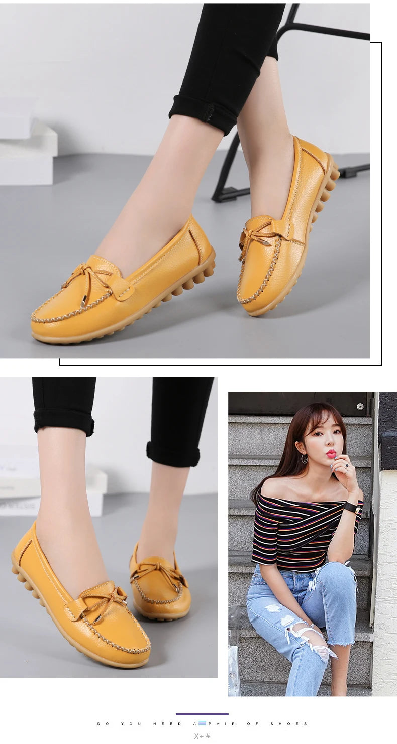 2025 New Woman Flats Shoes Ballet Flat Sneakers Genuine Leather Spring Soft Moccasins Ladies Boat Ballerina Espadrilles Creepers