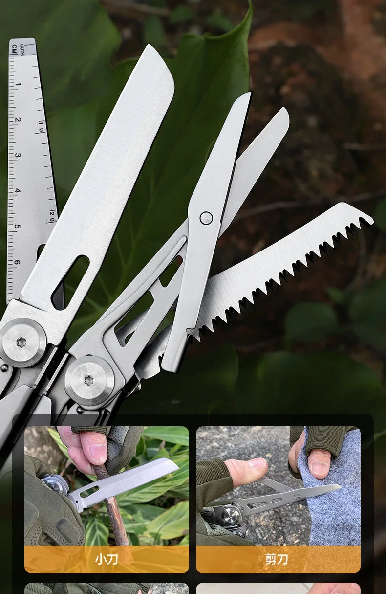 Multifunctional Folding Pliers Stainless Steel Knife Screwdriver Cutter for Outdoor Survival Camping Hunting Hiking